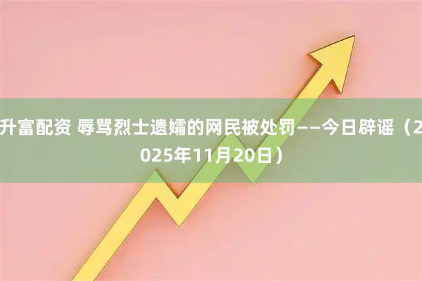 升富配资 辱骂烈士遗孀的网民被处罚——今日辟谣（2025年11月20日）