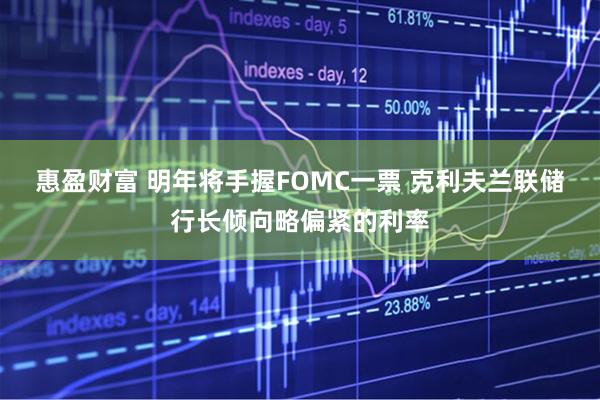 惠盈财富 明年将手握FOMC一票 克利夫兰联储行长倾向略偏紧的利率