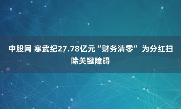 中股网 寒武纪27.78亿元“财务清零” 为分红扫除关键障碍